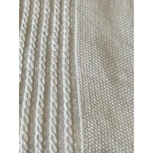 Open Weave Throw Blanket 66" x 34" White Cable Knit Fringe Boho Cozy Grannymade